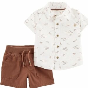 Carter's 100% Cotton White and Rust Baby Matching Set 6M